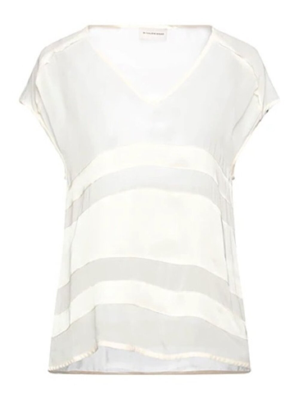 By Malene birger Ivory Sheer Silk-Blend V-Neck Blouse small